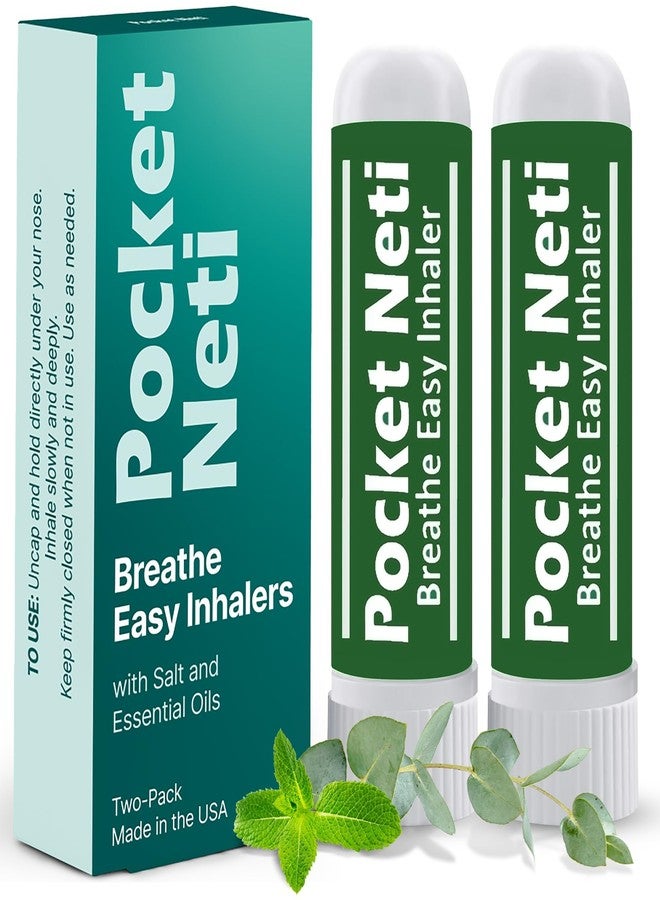 Basic Vigor Pocket Neti Breathe Easy Himalayan Salt Aromatherapy Sinus Inhaler 2 Pack with Essential Oils. Natural Nasal Stick/Nasal Inhaler with Eucalyptus. Made in The USA. - Image 1